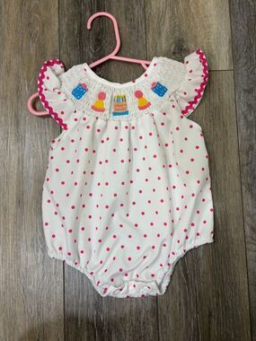 Birthday Party Smocked Outfit Size 3/6 Months